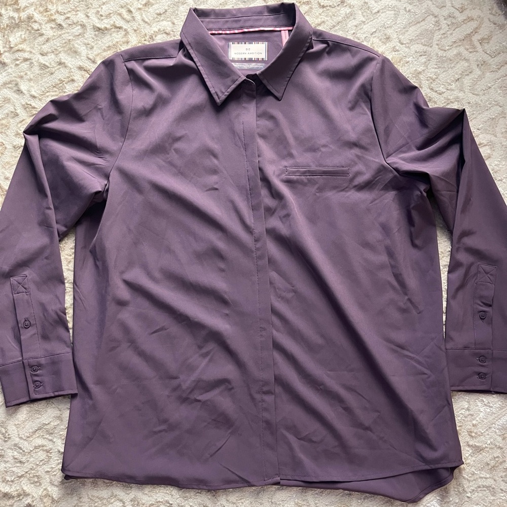 Modern ambition Purple travel button up Shirt soft comfy